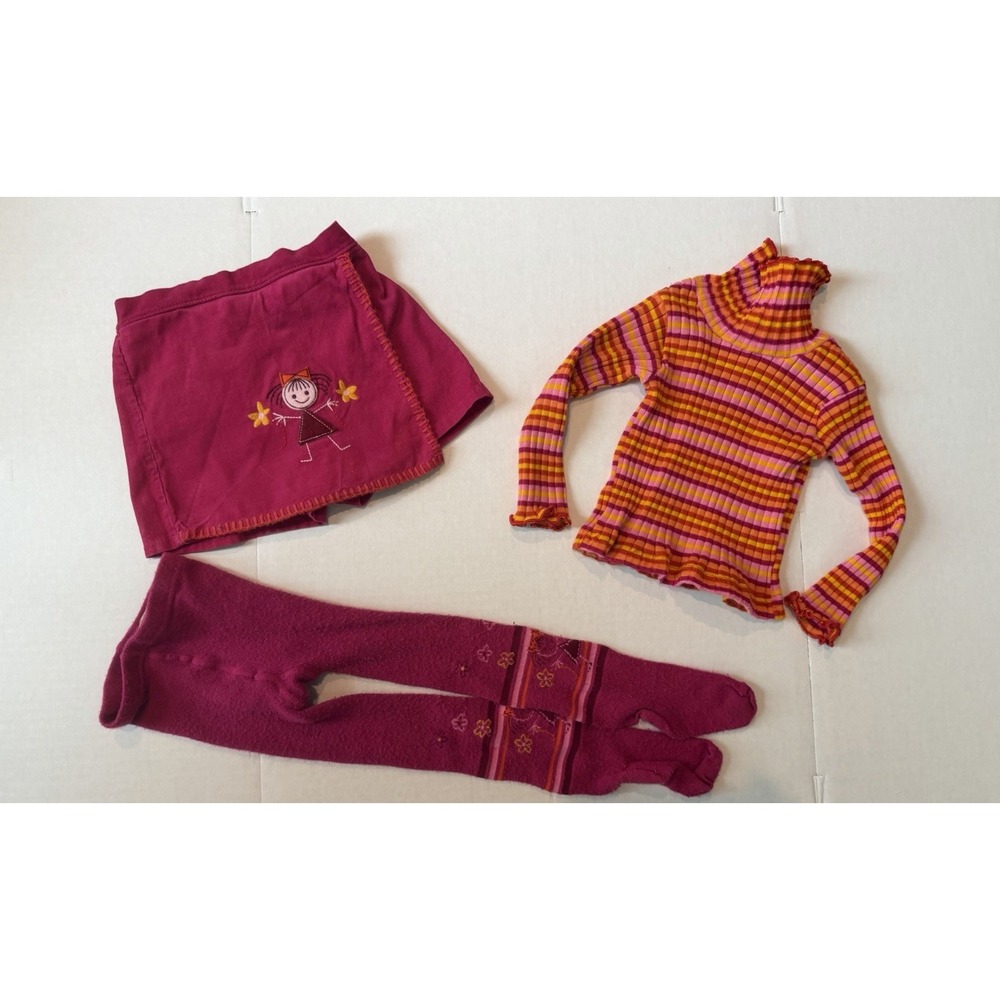 Vintage Small Steps Girls 3-Pc Outfit Corduroy Skirt Top And Leggings Size 2T